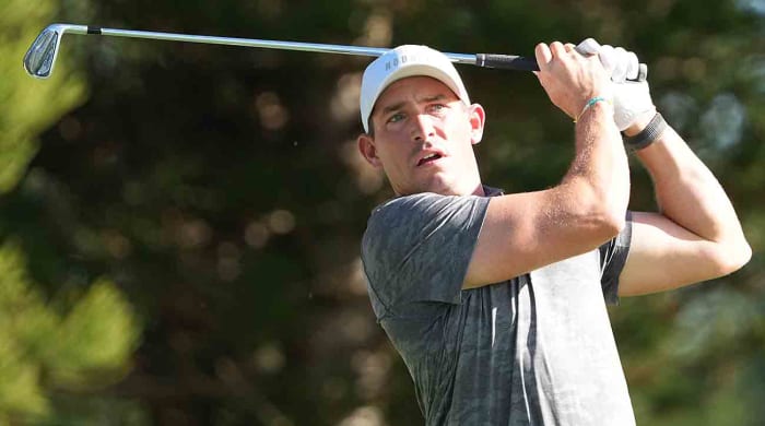 Scott Stallings watches a shot at the 2023 Sentry Tournament of Champions.